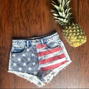 H&M American flag cut off shorts